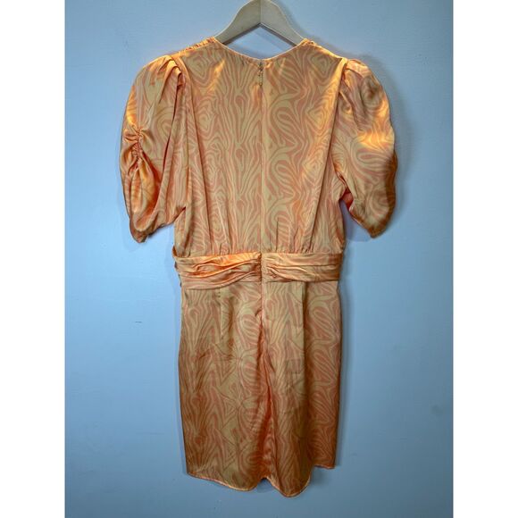 Ronny Kobo Women's Size 6 Orange Satin Mini Dress - Picture 5 of 9